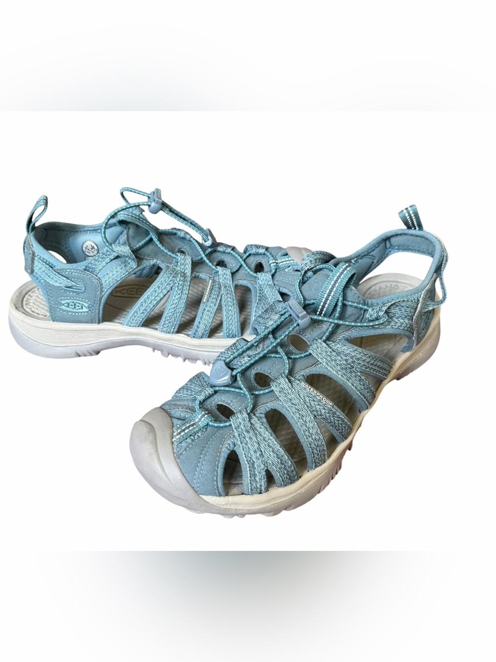 Keen Women's whisper Smoke Blue Strappy Closed-Toe Walking Sandals Shoes Sz 9.5